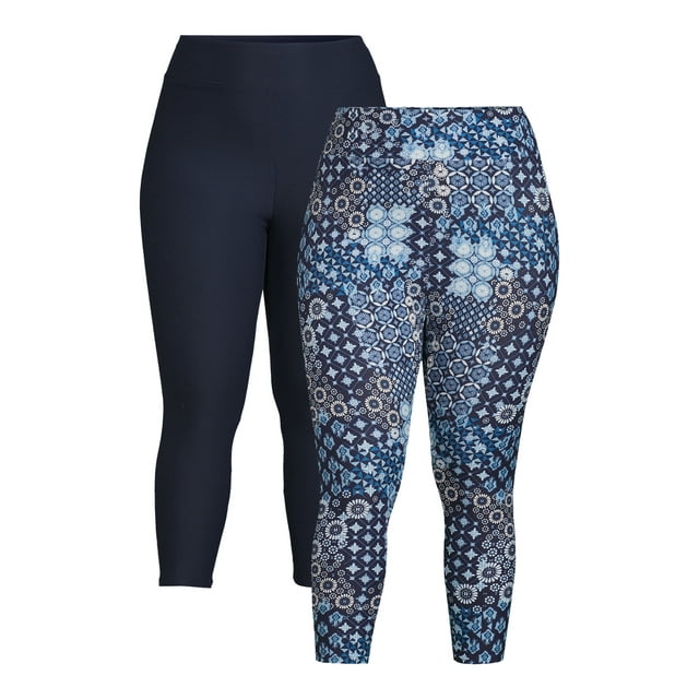 Terra & Sky Women's Plus Size Printed Capri Leggings, 2Pack