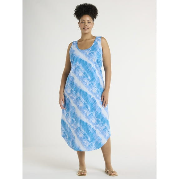 Terra and Sky Women's Plus Size Cotton Knit Tank Dress