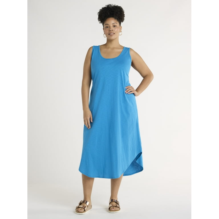 Terra and Sky Women's Plus Size Cotton Knit Tank Dress