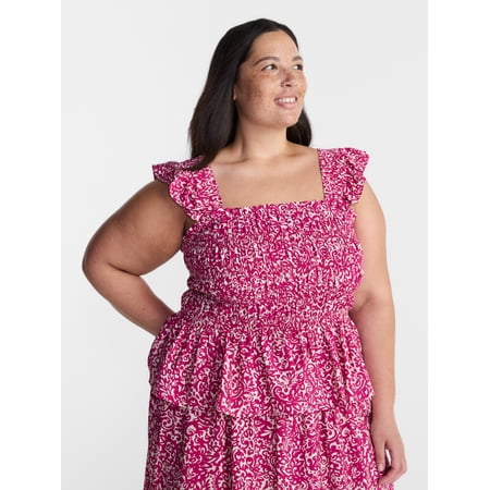 Terra & Sky Women’s Plus Sleeveless Smocked Tank Top, Sizes 0X-5X