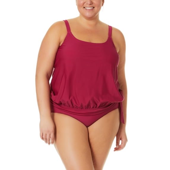 Terra and Sky Women's Plus Solid Tankini