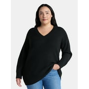 TERRA & SKY Women's Plus V Neck Tunic Sweater, Lightweight, Sizes 0X-5X