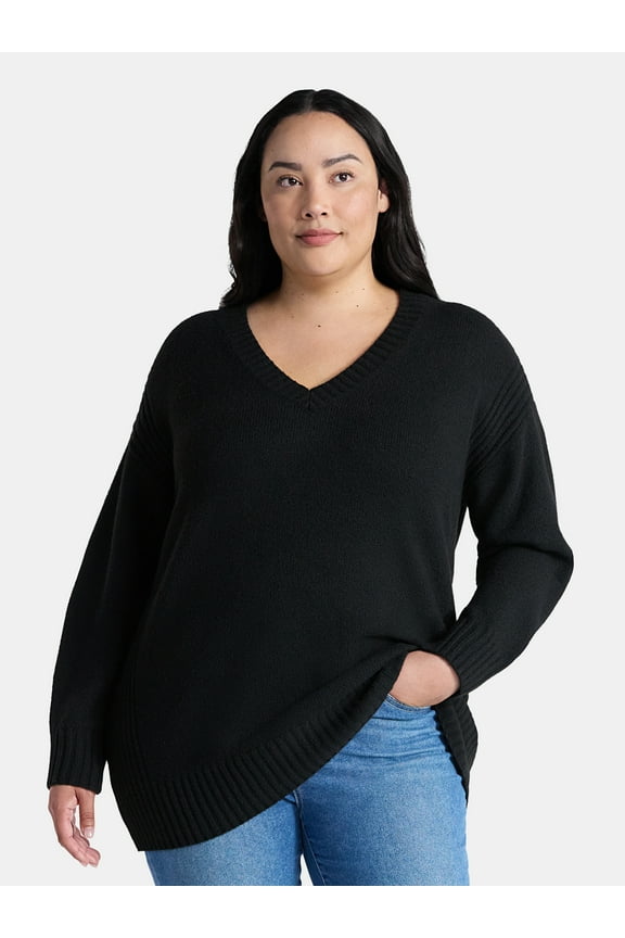Women's Plus V Neck Tunic Sweater, Lightweight, Sizes 0X-5X