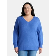 TERRA & SKY Women's Plus V Neck Tunic Sweater, Lightweight, Sizes 0X-5X