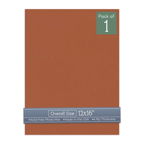 Terra-cotta Red 12x16 Uncut Art Mat Board - No Opening - 1 Mat