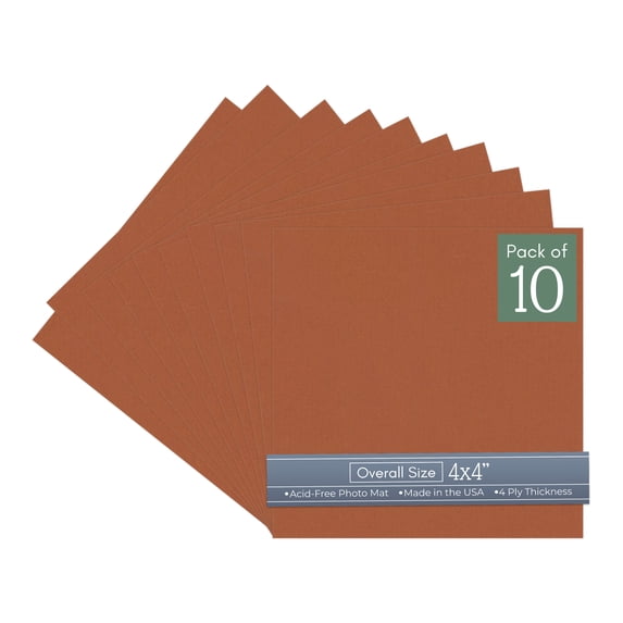 Terra-cotta Red 4x4 Inch Uncut Art Mat Board - No Opening - 10 Mats