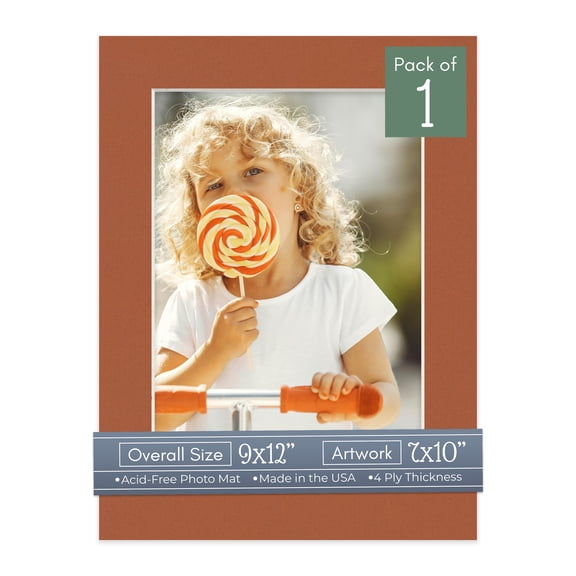 Terra-cotta Red Picture Frame Mat for 9x12 Frames - Fits 7x10 Photos - 1 Mat