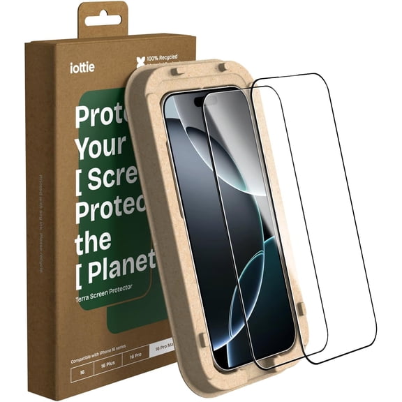 Terra iPhone 16 Pro Max Tempered Glass Screen Protector Military Grade 9H Hardness Shatterproof Scratch Resistant, Edge to Edge Protection Easy Bubble Free Install, 2 Pack