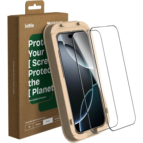 Terra iPhone 16 Pro Tempered Glass Screen Protector Military Grade 9H Hardness Shatterproof Scratch Resistant, Edge to Edge Protection Easy Bubble Free Install, 2 Pack