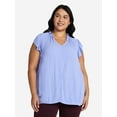 thumbnail image 1 of Terra & Sky Women's Plus Size Flutter Sleeve Blouse, Sizes 0X-5X, 1 of 5