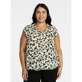 thumbnail image 1 of Terra & Sky Women's Plus Size Flutter Sleeve Blouse, Sizes 0X-5X, 1 of 5
