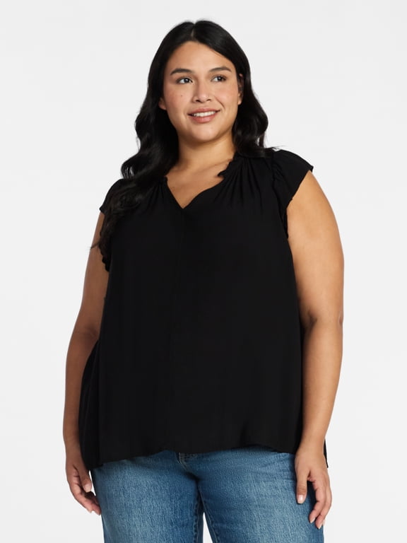 Women's Plus Size Flutter Sleeve Blouse, Sizes 0X-5X