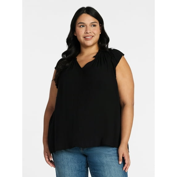 Terra & Sky Women's Plus Size Flutter Sleeve Blouse, Sizes 0X-5X
