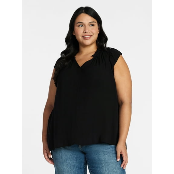 Terra & Sky Women's Plus Size Flutter Sleeve Blouse, Sizes 0X-5X