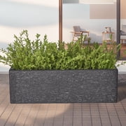 TerraDeco 24 Inch Rectangular Concrete Planter,Durable All-Weather Use with Drainage Holes,Large Rectangular Planter for Outdoor Indoor Plants