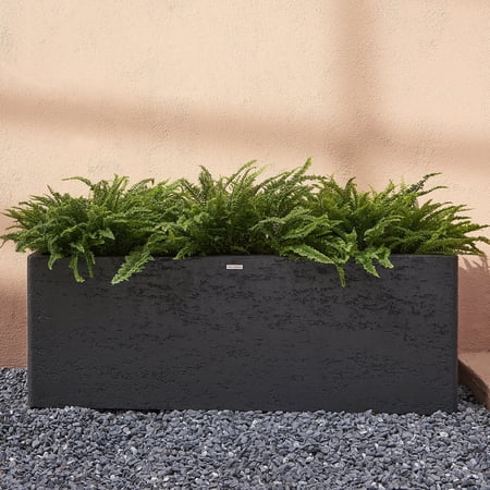 TerraDeco 42 Inch Rectangular Concrete Planter(42Lx14Wx15H,58 Pounds),Durable All-Weather Use with Drainage Holes,Large Rectangular Planter for Outdoor Indoor Plants