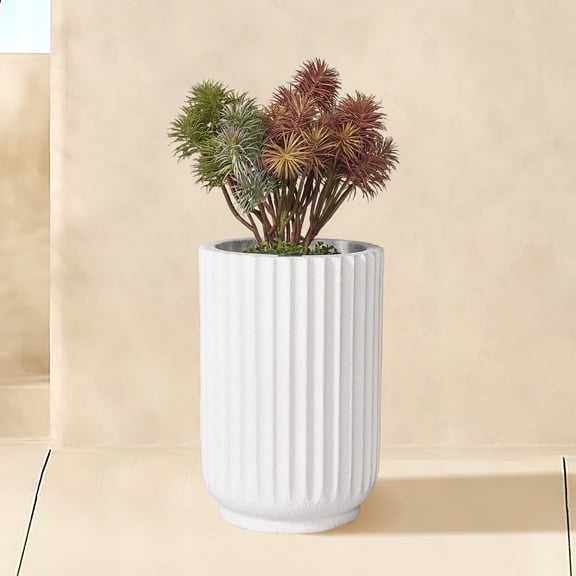 TerraDeco Classic Roman Column Style Planter | 20" Tall | Black & White Options | Ideal for Entrance & Living Room Corner | Durable Fiberglass Composite