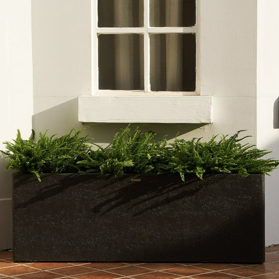 TerraDeco Long Box Composite Planter（42Lx14Wx15H，58 Pounds）- Charcoal Gray