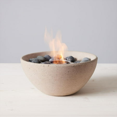 TerraFlame Basin Table Top Fire Bowl Gel Fuel - Stone Cast - Sand