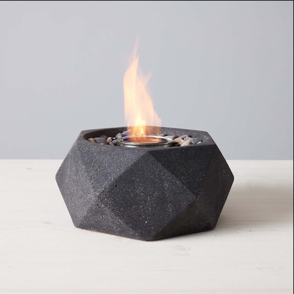 TerraFlame Geo Table Top Fire Bowl Gel Fuel - Stone Cast - Graphite