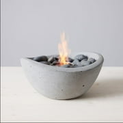 TerraFlame Wave Table Top Fire Bowl Gel Fuel - Stone Cast - Pewter