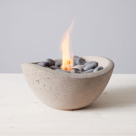 TerraFlame Wave Table Top Fire Bowl Gel Fuel - Stone Cast - Sand