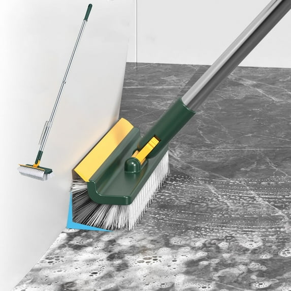 LuxeLiving 2-in-1 Floor Scrub Brush with Squeegee - Right Angle Stiff Bristles, 180° Rotating Head - Scraper & Brush Combo for Grout, Tiles & Corners - Ergonomic Handle, Detachable & Easy Storage