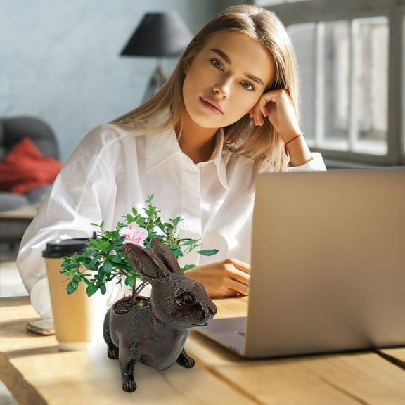 TerraHaven Cute Resin Flower Pots, Succulent Planter with Drainage Holes, Indoor/Outdoor Garden Decor