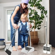 TerraHaven Foldable Rotating Floor Brush & Dustpan Set with Self-Cleaning Teeth, 180° Swivel Head & 35" Long Handle for Home, Kitchen & Office