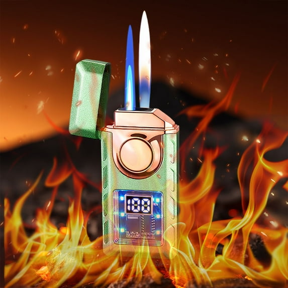 TerraHaven Intelligent Voice Controlled Double Flame Lighter - USB Charging, Windproof, Visual Window for Candles, BBQ & Fireplaces