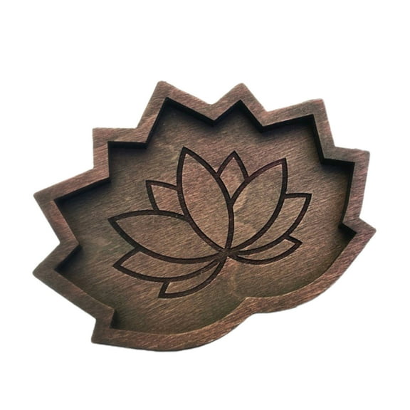 TerraHaven Lotus Wooden Crystal Mini Tray, Multi-Purpose Decor for Jewelry Key Organizer