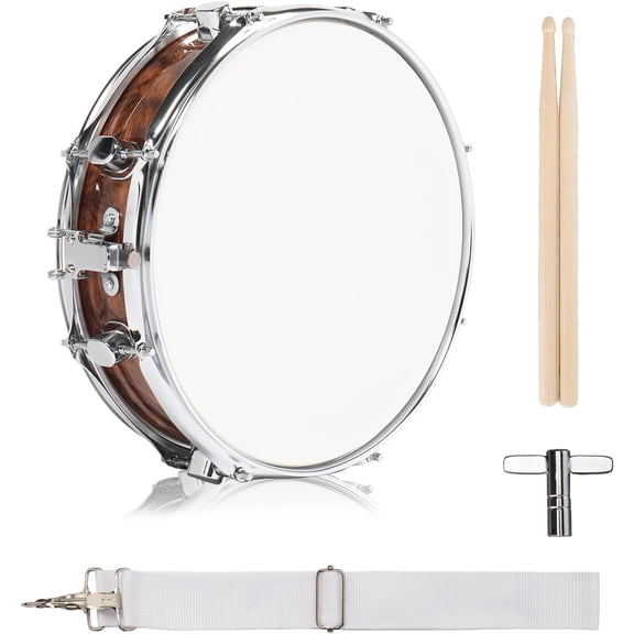 TerraOutfit 13" x 3.5" Snare Drum Kit with a Pair of Drumsticks, Tiger Stripe