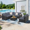 thumbnail image 1 of TerraRelax 8 Pieces Patio Furniture set All-Weather Outdoor Wicker Sectional Conversation Sofa Rattan patio seating sofa with cushion and Glass Table and Ottoman for Porch Poolside,GREY, 1 of 6