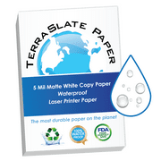 TerraSlate Waterproof Paper | 5 Mil 24lb Bond | 8.5" x 11" Letter Size | Waterproof Laser Printer Copy Paper | 500 Sheets