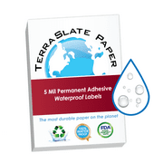 TerraSlate Waterproof Paper | 5 Mil Adhesive | 8.5" x 11" Letter Size | Waterproof Adhesive Laser Printer Label Sticker | 25 Sheets