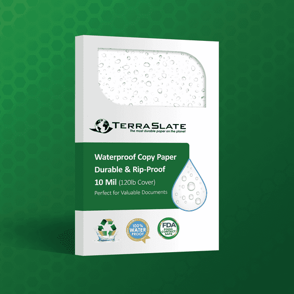 TerraSlate Waterproof Printer Paper | 10 Mil 120lb Cover | 11" x 17" Tabloid Size | Laser Printer Copy Paper | 500 Sheets