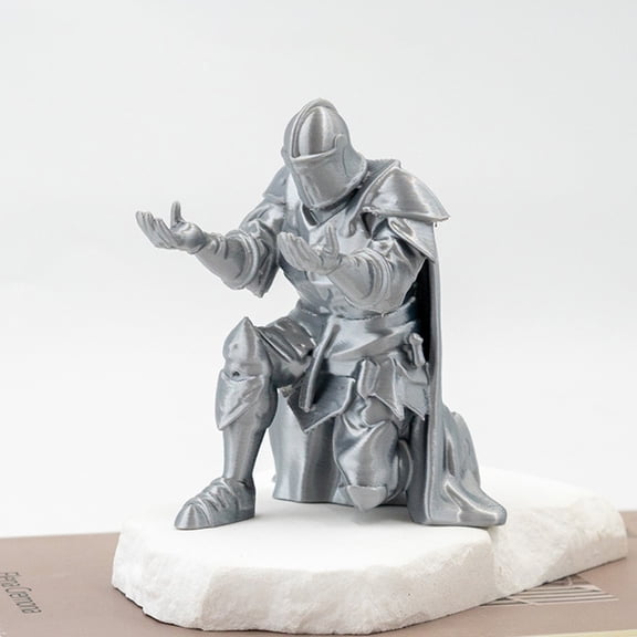 TerraVbie 3D Printed Knight Pen Stand Silver Pen Rest Desk Decor for Desktop Pen Organization Decor