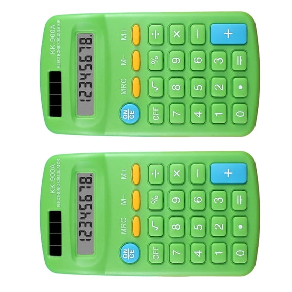 TerraVbie Calculator 8-Digit Portable LCD Responsive Keypad 2-Pack in Green for Students and Office