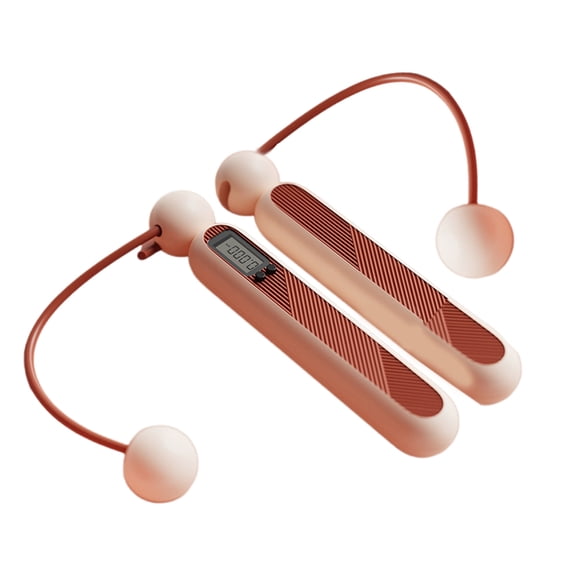 TerraVbie Cordless Jump Rope Digital Counter Battery Powered Rouge Pink Weighted for Indoor Fitness Exercise