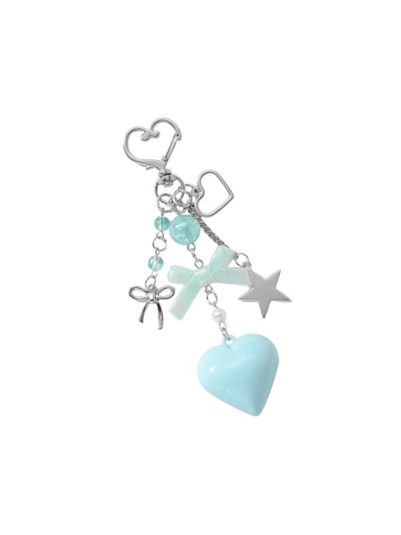 Creative Design Heart Bows Star Keychain for Couples Fashionable Bag Charm Accessory in Colorful Resin Metal Bag Pendant