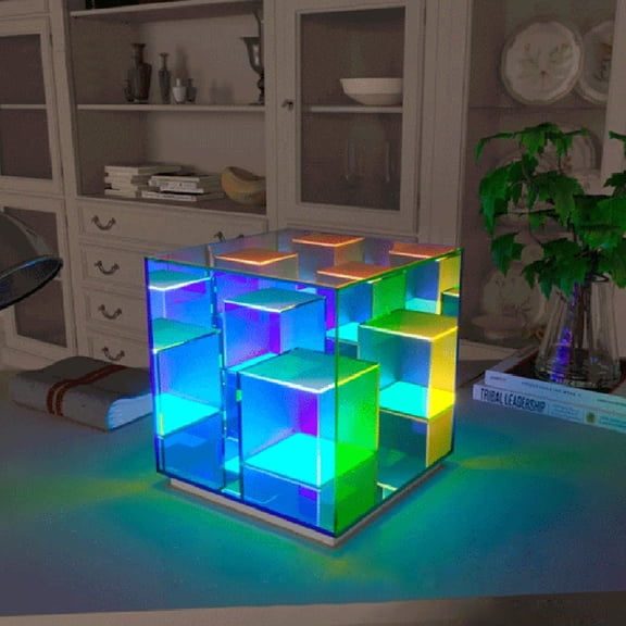 TerraVbie Cube Lamp Small LED Acrylic Table Light Color Changing Mood Lamp for Bedroom Kids Room