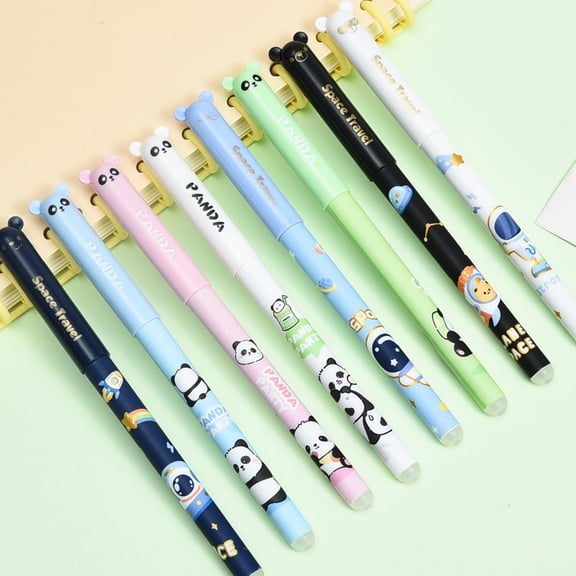 TerraVbie Erasable Gel Pen 10 Pack Panda 0.5mm for Student Note Taking