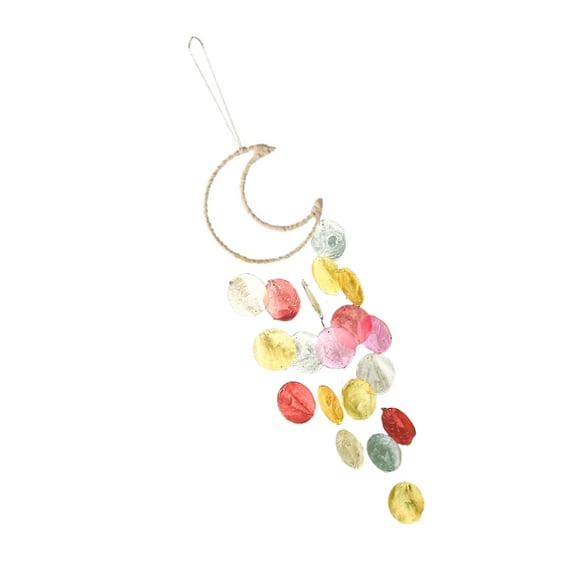 TerraVbie Handcrafts Capiz Shell Windchime Hangable Windchime Charm Colorful for Indoor and Garden Peaceful Ambiances Home Accessories