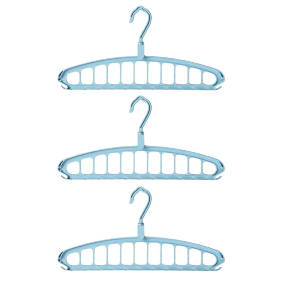 TerraVbie Multi-Hole Rotating Hanger Blue Plastic Multi-Functional Thickened 11-Hole 3 Pack for Closet Space Saving Organization