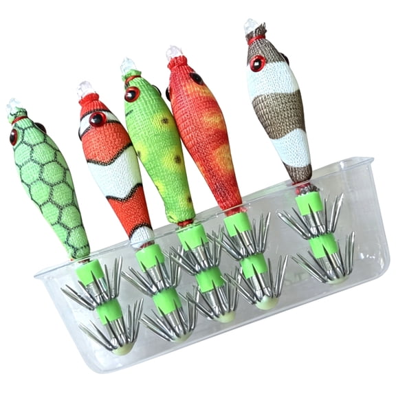 TerraVbie Squid Fishing Lures 5-Pack Squid Jig Egi Lure for Fishing