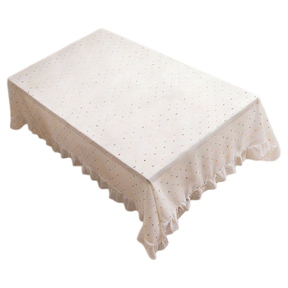 TerraVbie Tablecloth Ruffled Edge Candy Dot 140x100 cm Dining Table Cover for Dining Room and Home Decor