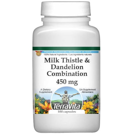 TerraVita Milk Thistle and Dandelion Combination - 450 mg, (100 Capsules, 1-Pack, Zin: 512989)