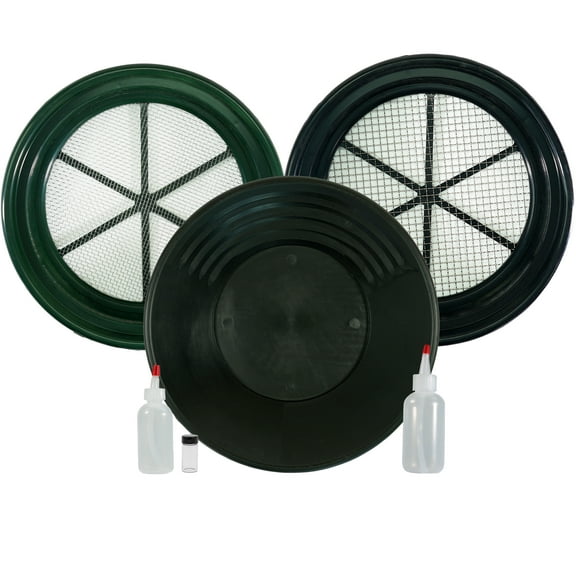 TerraX Starter Gold Prospecting Kit 2 Heavy-Duty Classifiers, 14 Gold Pan, Snifter Bottles, and Glass Vial Made in USA