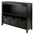 thumbnail image 1 of Winsome Terrace 4-Piece Wide Shelf with 3 Foldable Woven Baskets, Walnut & Chocolate, 1 of 8