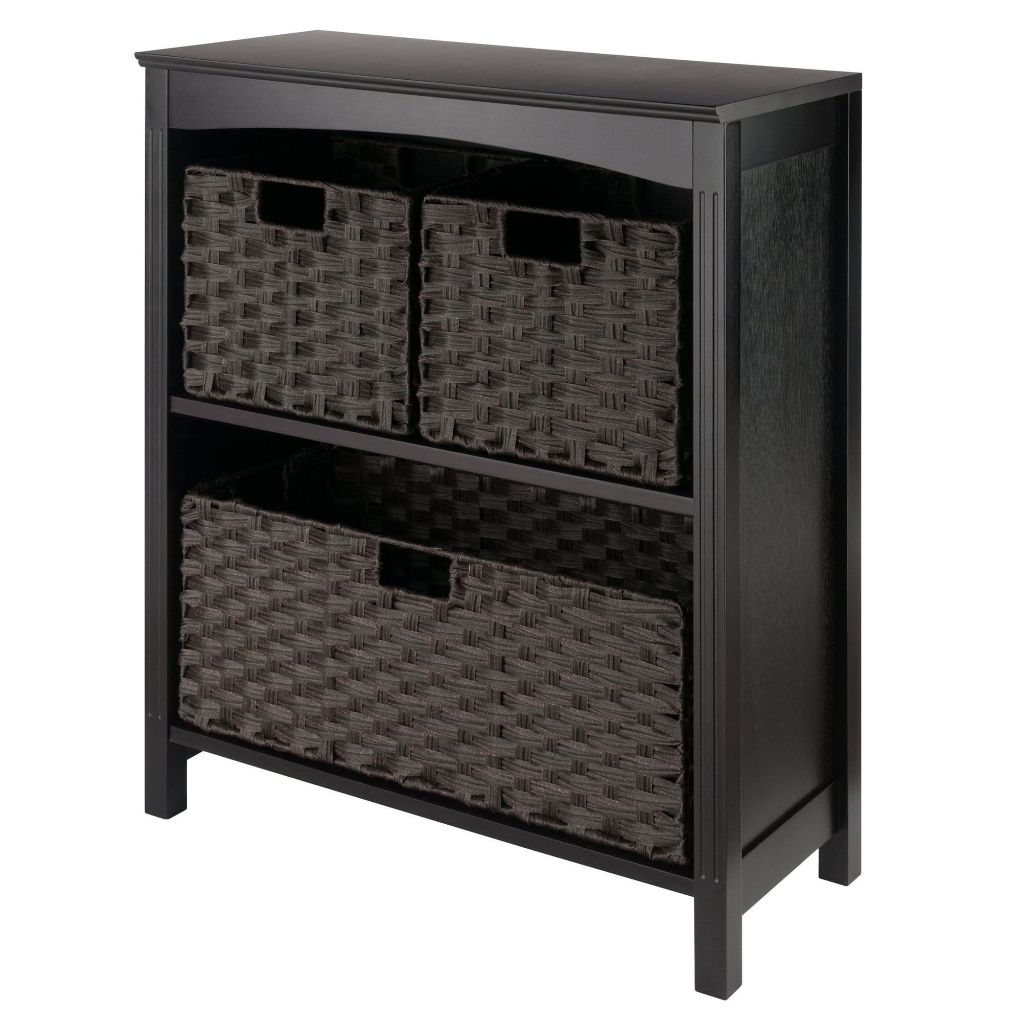 Winsome Terrace 4-Piece Standard Shelf with 3 Foldable Woven Baskets ...